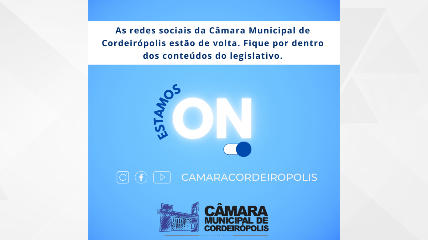 Imagem da notícia: As redes sociais da Câmara Municipal de Cordeirópolis estão de volta