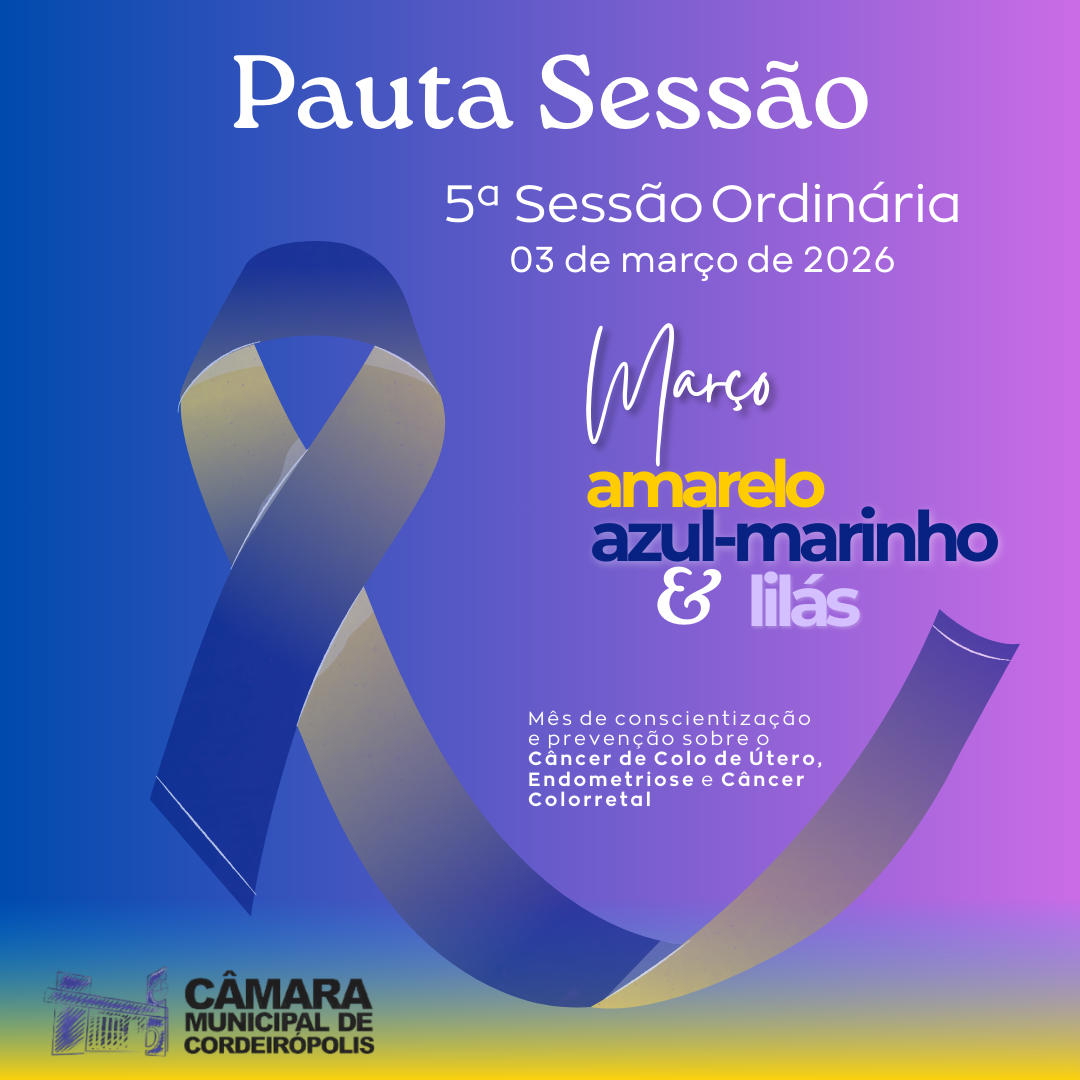 Imagem da notícia: Pauta da 5ª Sessão Ordinária de 2026